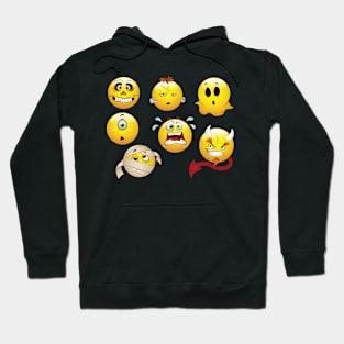 Scary Smiley Face Emoticon Set Hoodie